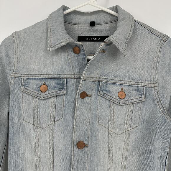J Brand Jacket Womens XS Denim Atomic Stretch Button Up Distressed 40503225 - Picture 2 of 13
